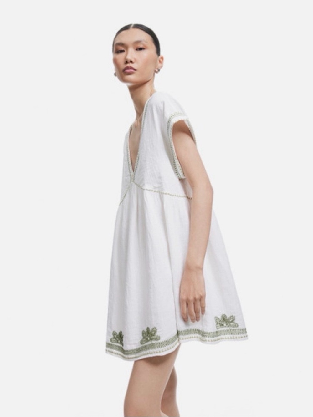 Zara Mini Dress with Olive Embroidery